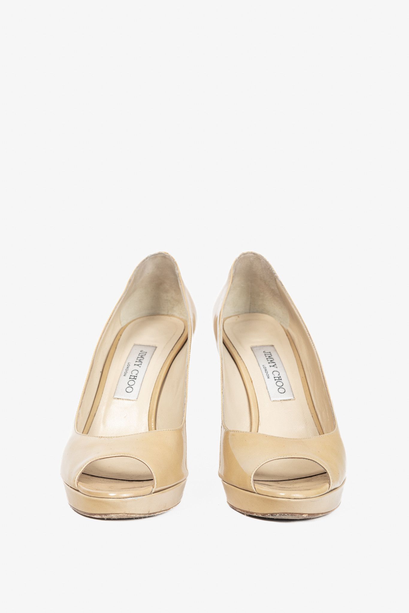 Jimmy Choo Jimmy Choo Luna Tan Patent-Leather Peep-Toe Platform Pumps Size US 9.5 / IT 39.5 - 2 Thumbnail