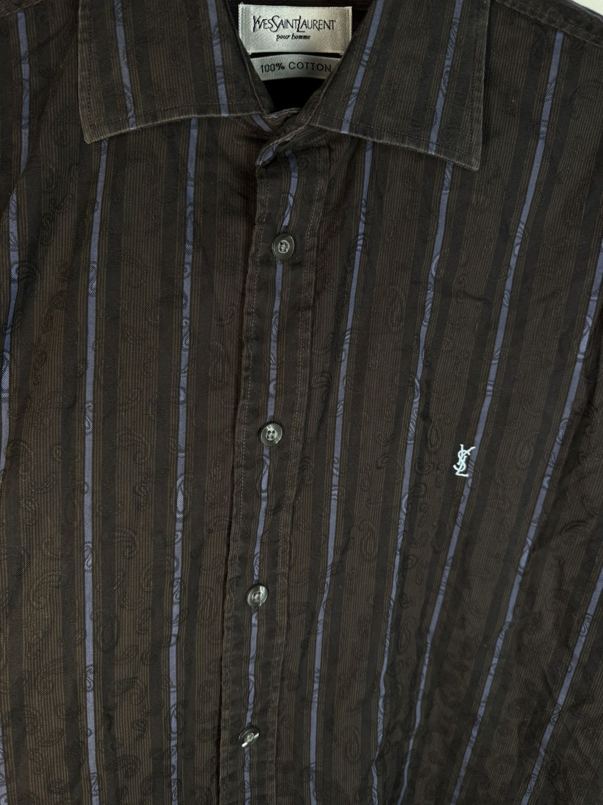 Yves Saint Laurent Paisley YSL Shirt Brown Button up Vintage Collar Dress y2k Size US L / EU 52-54 / 3 - 7 Thumbnail