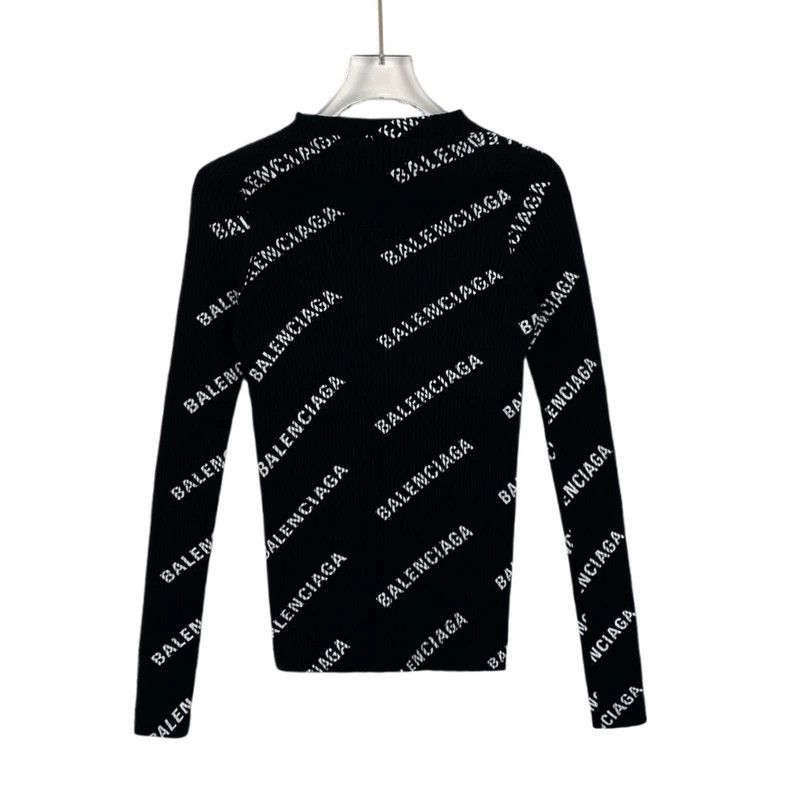 Balenciaga Balenciaga Black logo full print knit sweater Size US XS / EU 42 / 0 - 2 Thumbnail