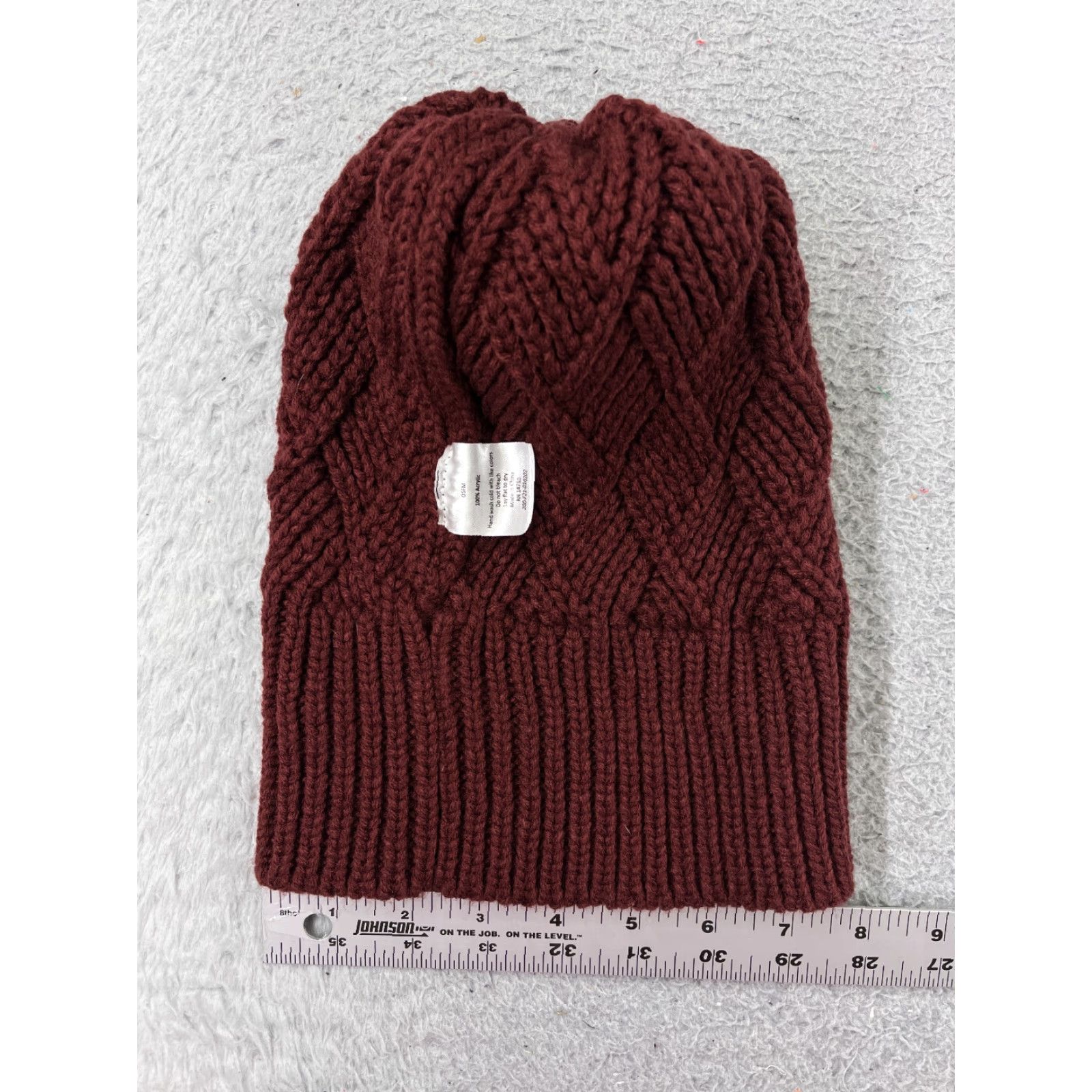 Vintage Womens Beanie Toque One Size Red Cable Knit 100% Acrylic Ski Winter Pom Size ONE SIZE - 5 Thumbnail
