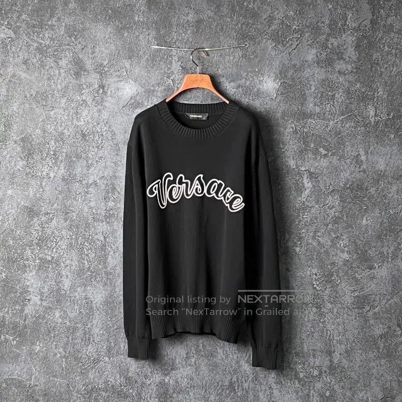 Versace Versace Letter-embroidered cotton sweater Size US L / EU 52-54 / 3 - 1 Thumbnail