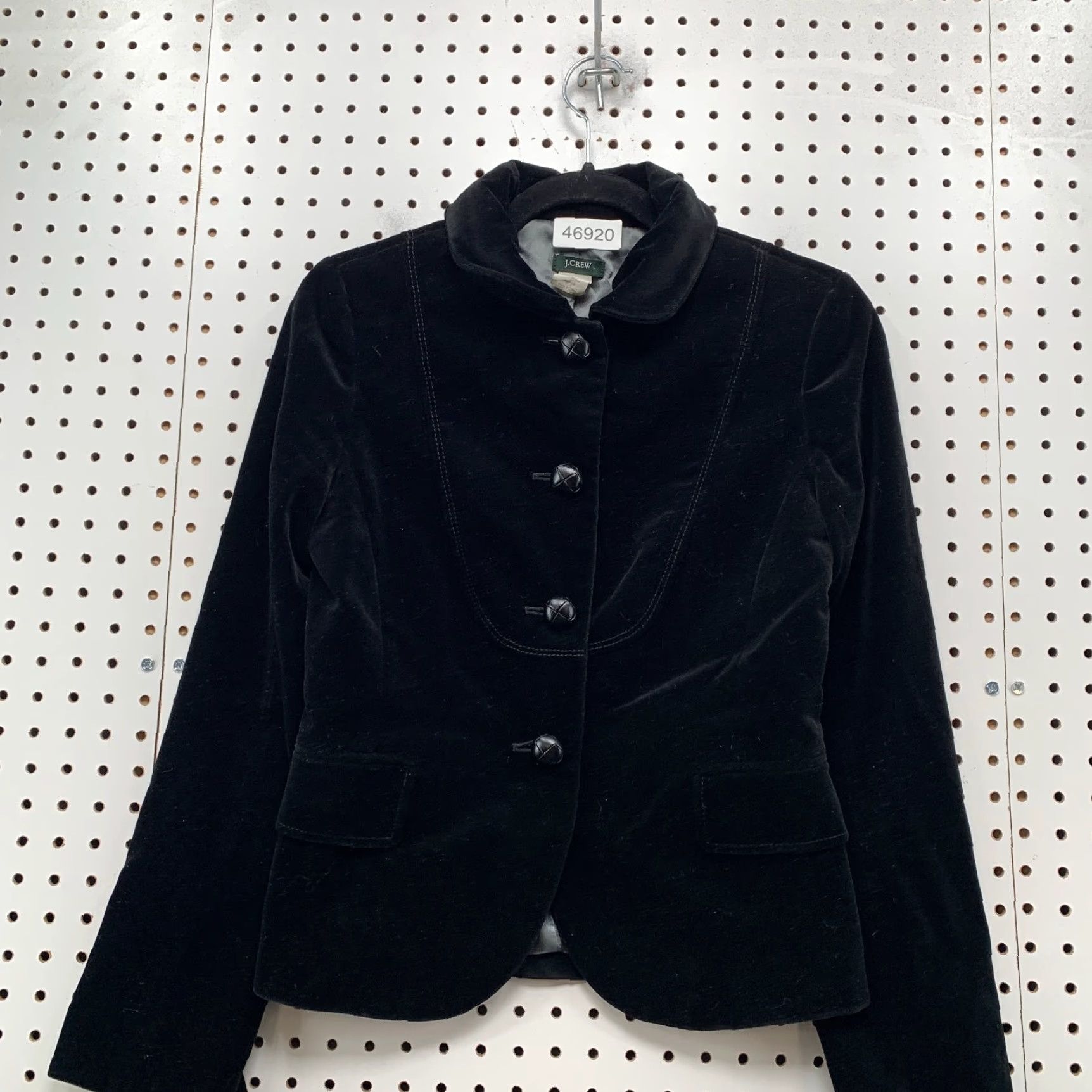Velvet VINTAGE J CREW Velvet Blazer Womens 0 Black Collared Business Work Lined Size XXS / US 00 / IT 34 - 4 Thumbnail