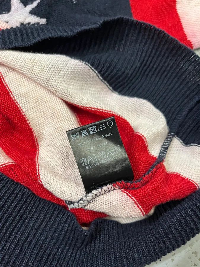 Balmain SS2016 Balmain USA Flag Distressed Buttoned Sweater Size US S / EU 44-46 / 1 - 10 Thumbnail
