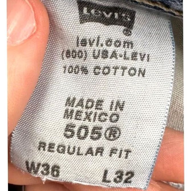 Levi's Levi's 505 Jeans Mens 36X32 Blue Distressed Regular Fit Straight Denim Red Tab Jeans Size US 36 / EU 52 - 5 Thumbnail