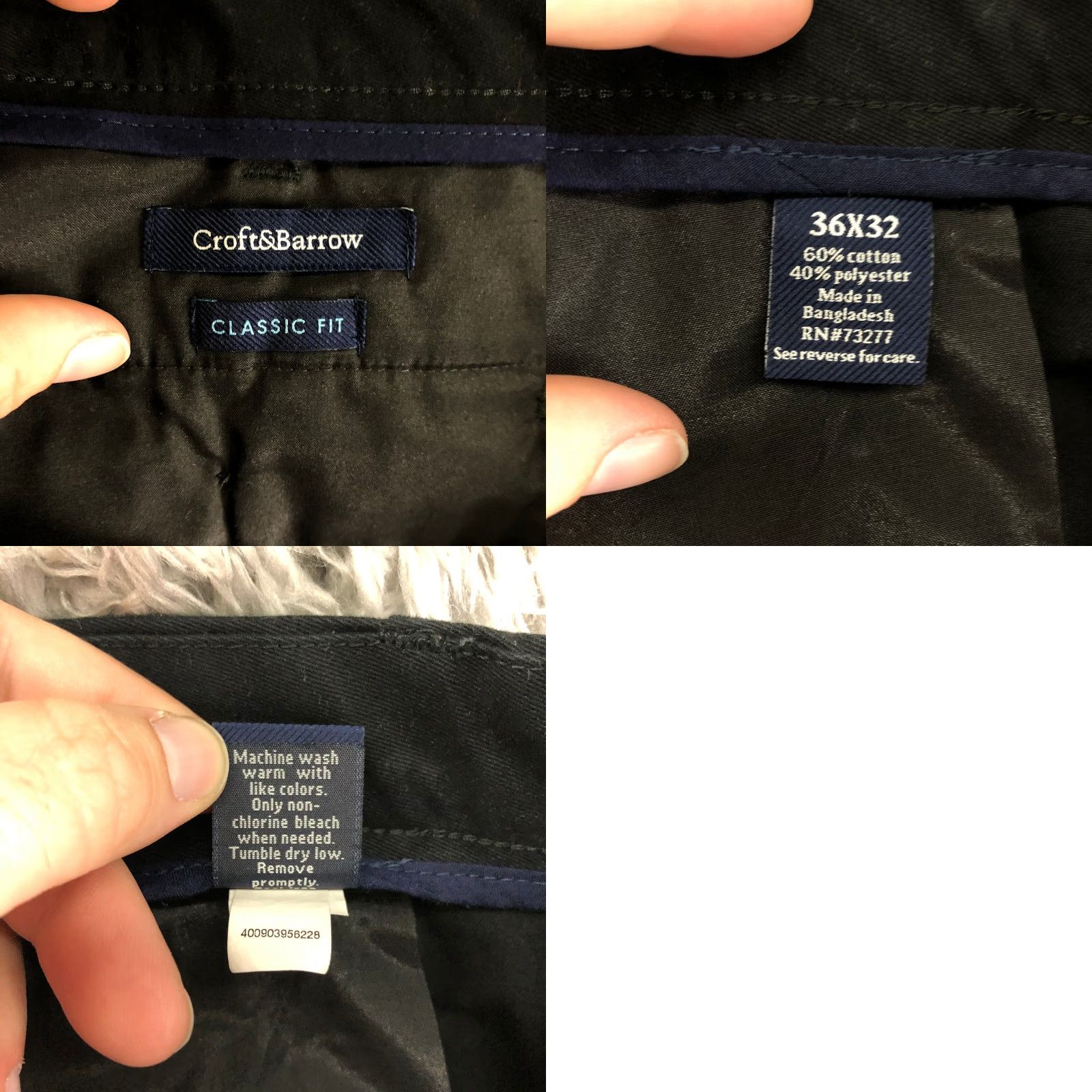 Croft & Barrow Croft & Barrow Pants 36x32 Black Classic Fit Mid Rise Straight Leg Mens Size US 36 / EU 52 - 8 Thumbnail