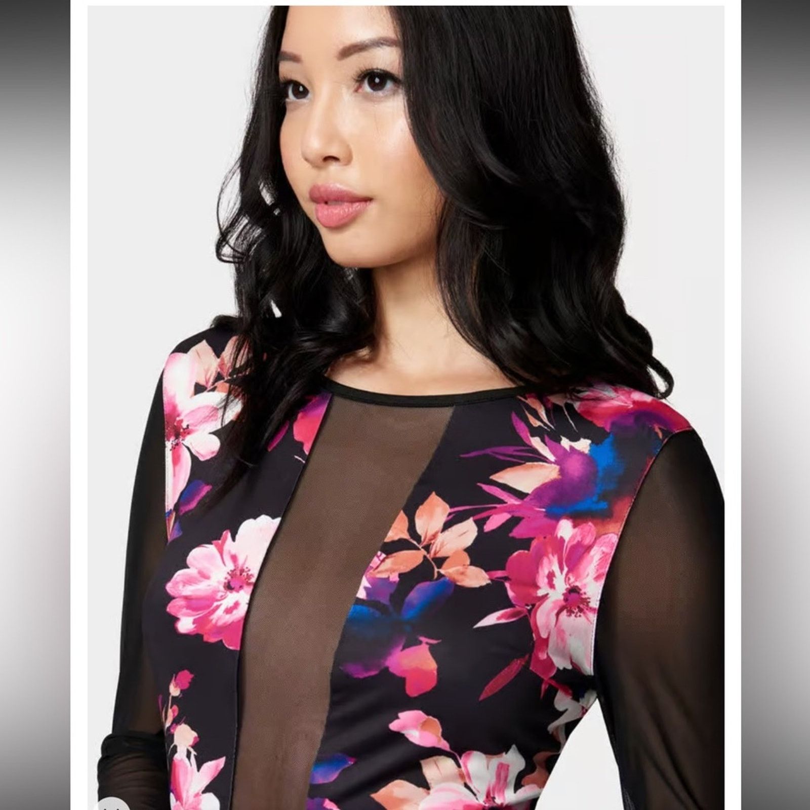 Bebe 039- NWT Bebe $139 PRINTED MESH INSET MIDI DRESS Size S Size S / US 4 / IT 40 - 4 Thumbnail