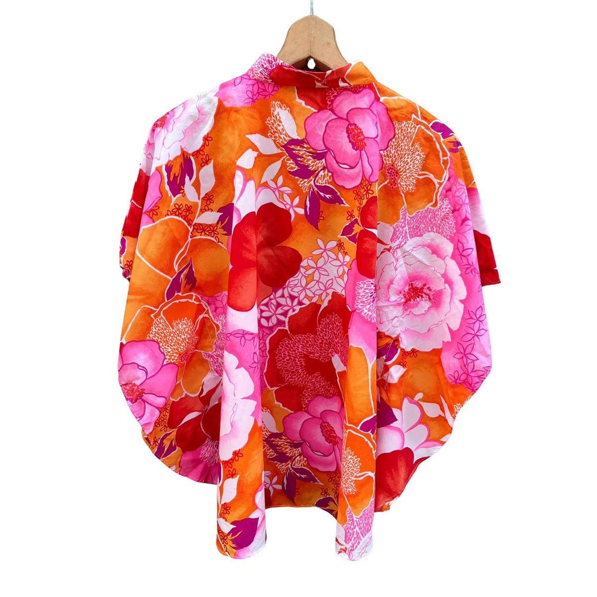 Other Vintage Kai Nani Hawaii Floral Kimono Blouse Tropical Cape Size ONE SIZE - 2 Thumbnail