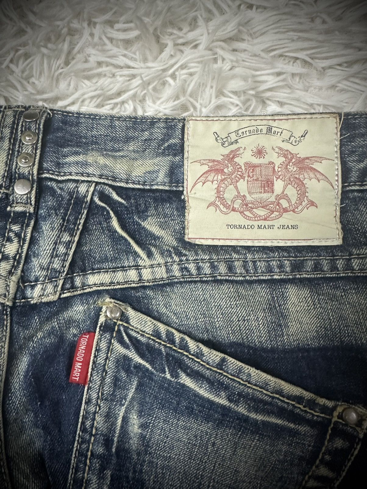 If Six Was Nine rare 2000s tornado mart straps studded flared denim jeans Size US 31 - 11 Thumbnail