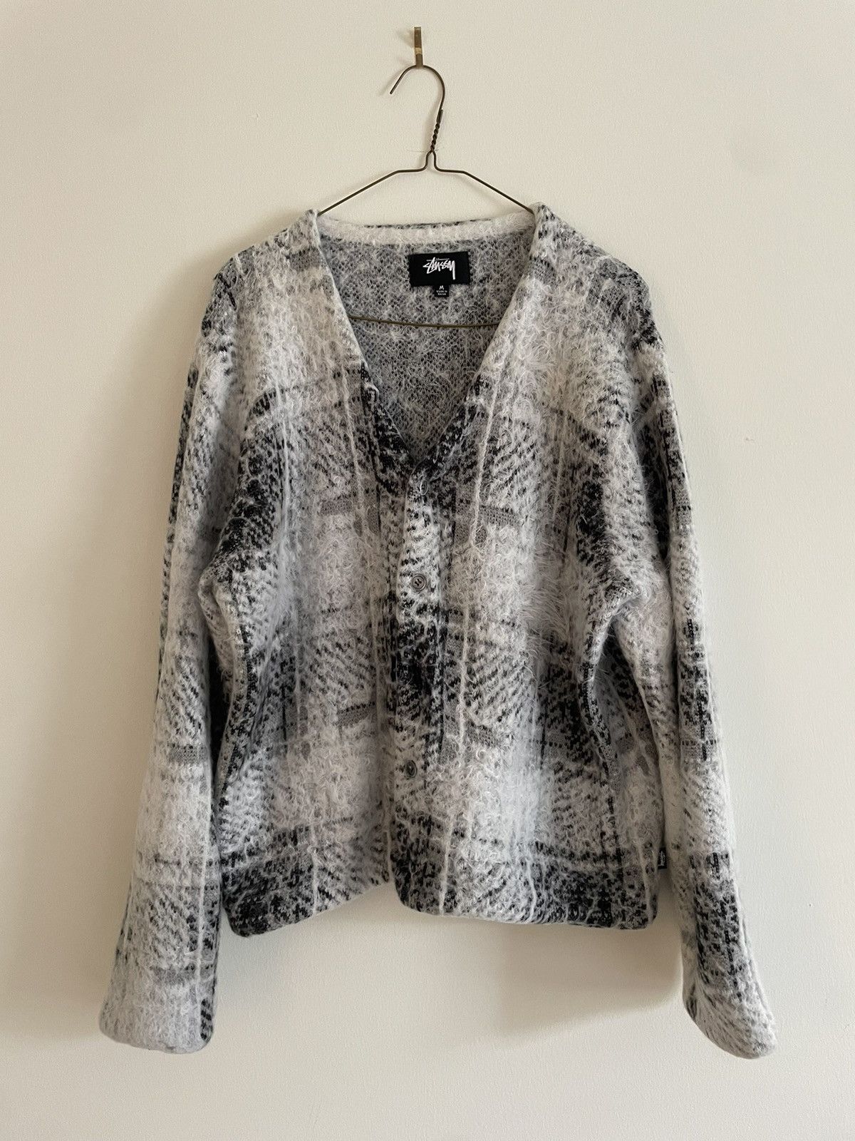 Stussy Stussy Hairy Plaid Cardigan 'White' | Grailed