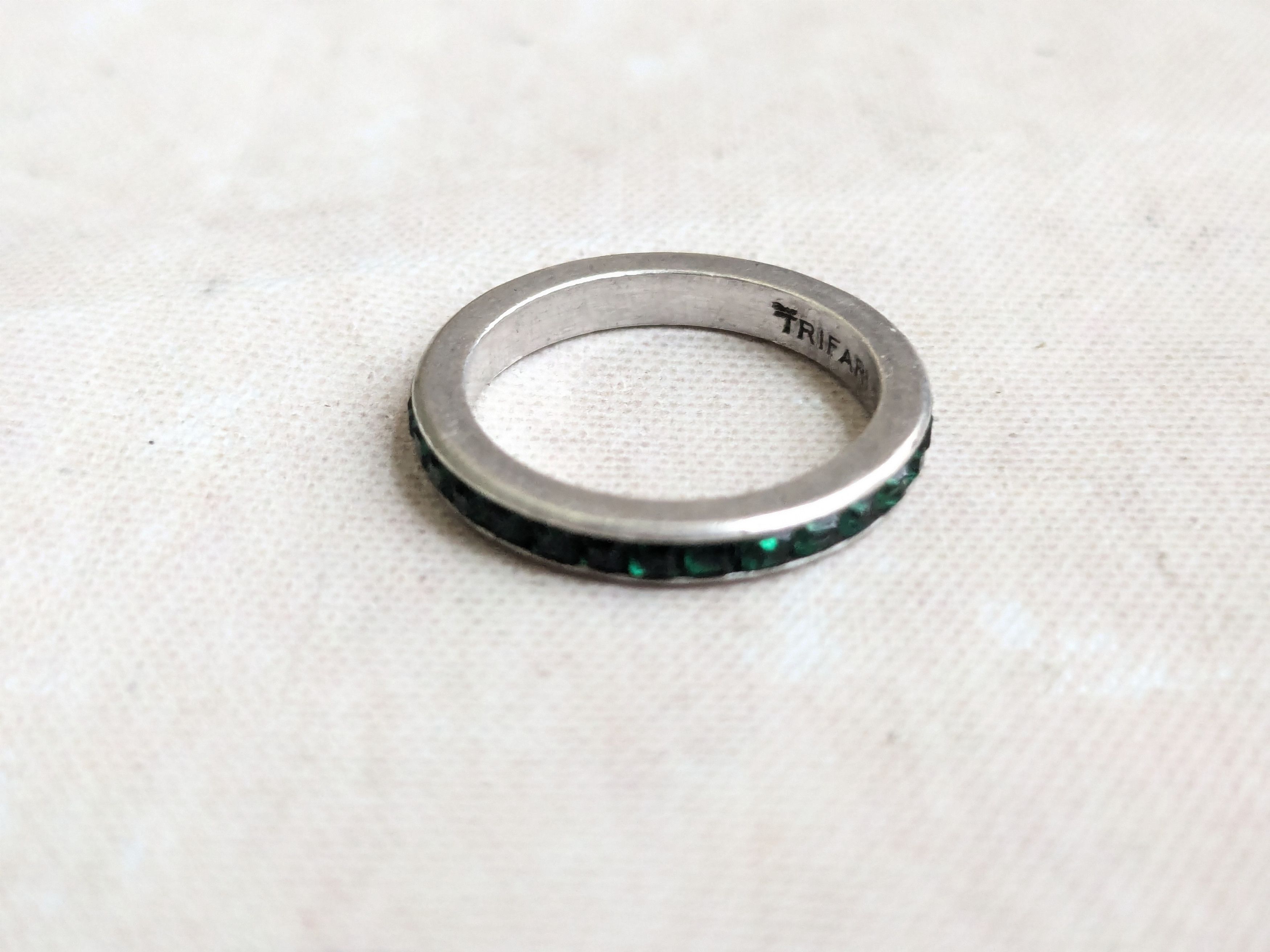 Sterling Silver Vintage Trifari Sterling Silver Signet Ring Eternity 5.5 Size ONE SIZE - 6 Thumbnail