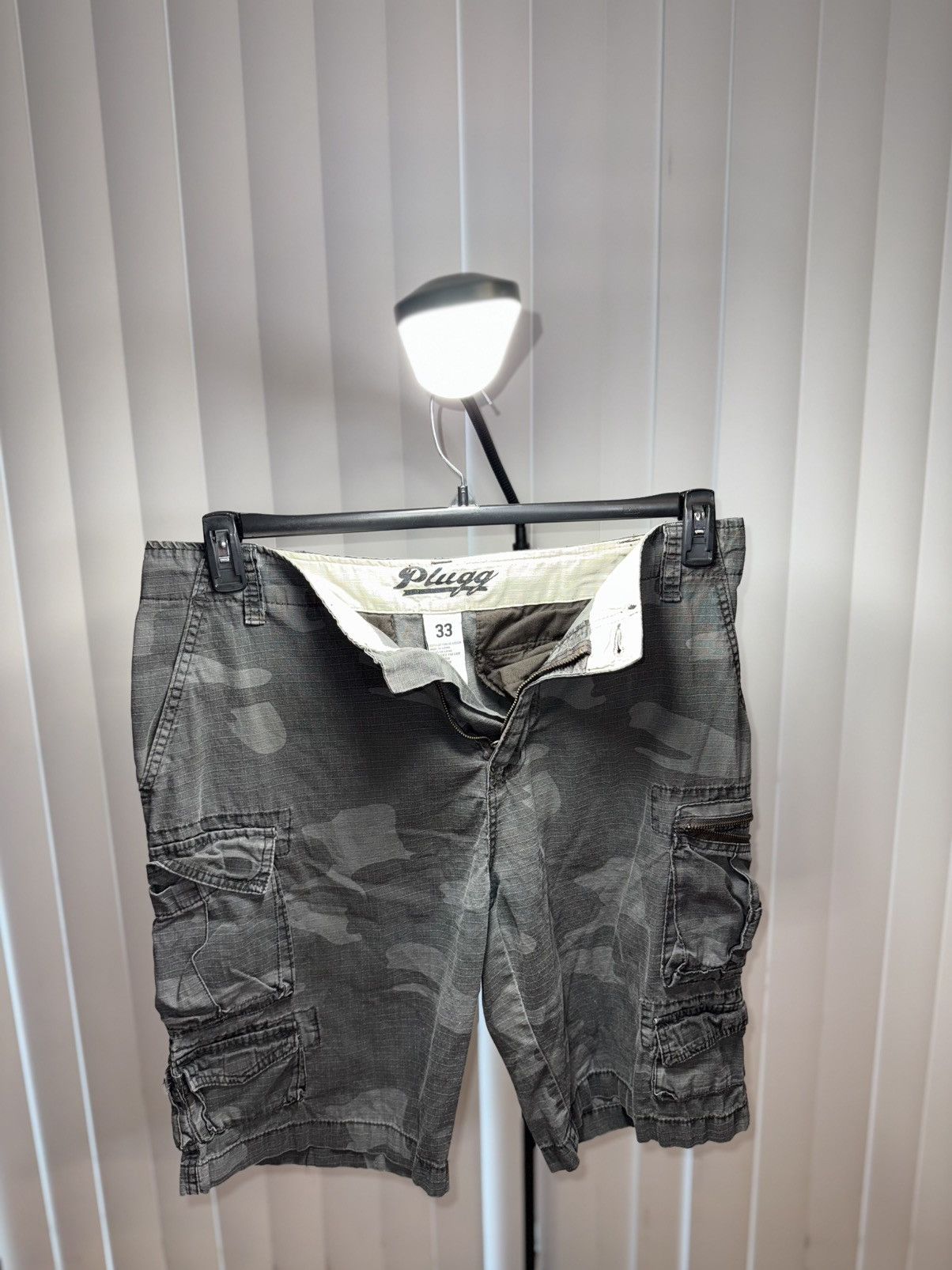 Other Plugg Cargo Shorts Grey Camo (Size 33) Size US 33 - 1 Thumbnail