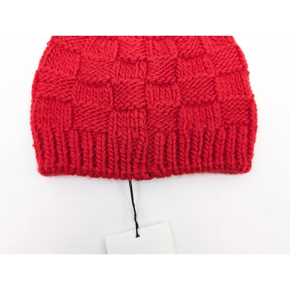 Bottega Veneta o1rshd1 Size: M / HandKnit Wool Square Beanie/Hat in Red Size ONE SIZE - 3 Thumbnail