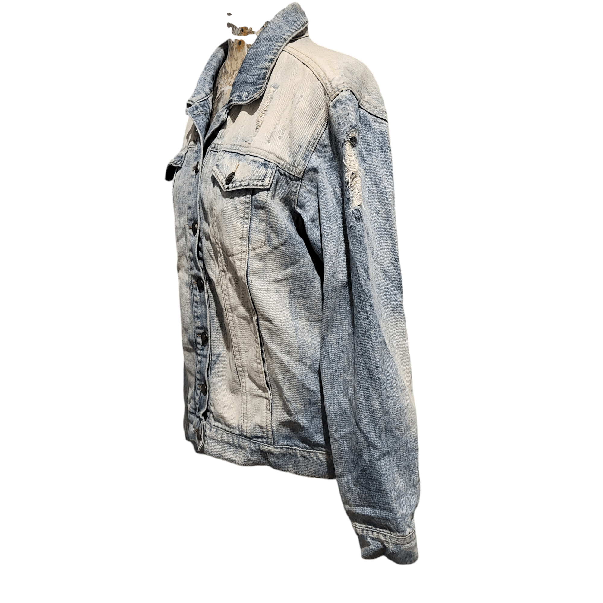 Jessica Simpson Jessica Simpson Distressed Faded Blue Denim Jean Jacket Size M / US 6-8 / IT 42-44 - 7 Thumbnail