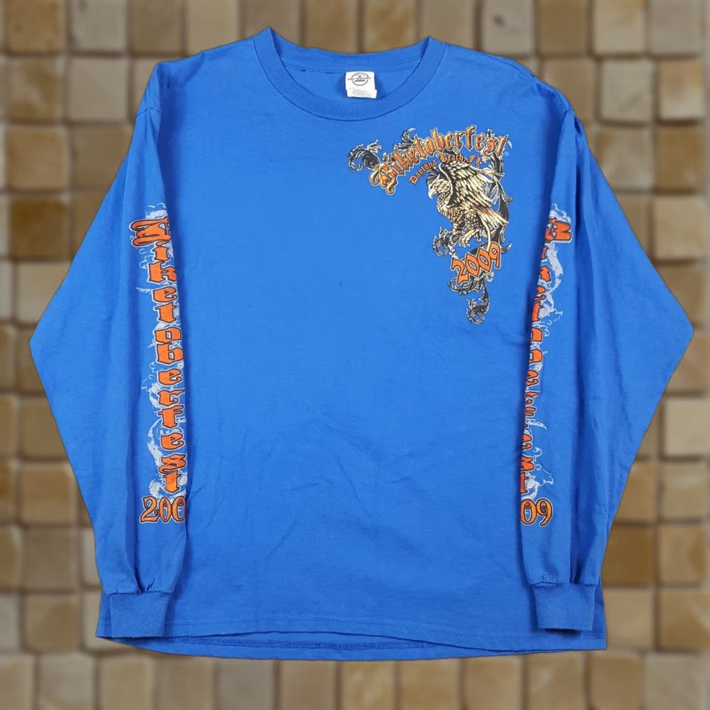 Delta VINTAGE Delta Men's Long Sleeve T-Shirt Motorcycle Biker 90s Blue Size L Outdoor Retro Size US L / EU 52-54 / 3 - 1 Thumbnail