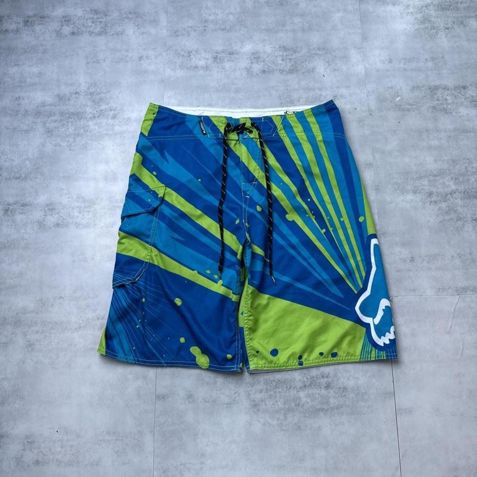 Fox Racing Y2K Fox Racing blue & green surf board 00s shorts Size US 33 - 1 Thumbnail