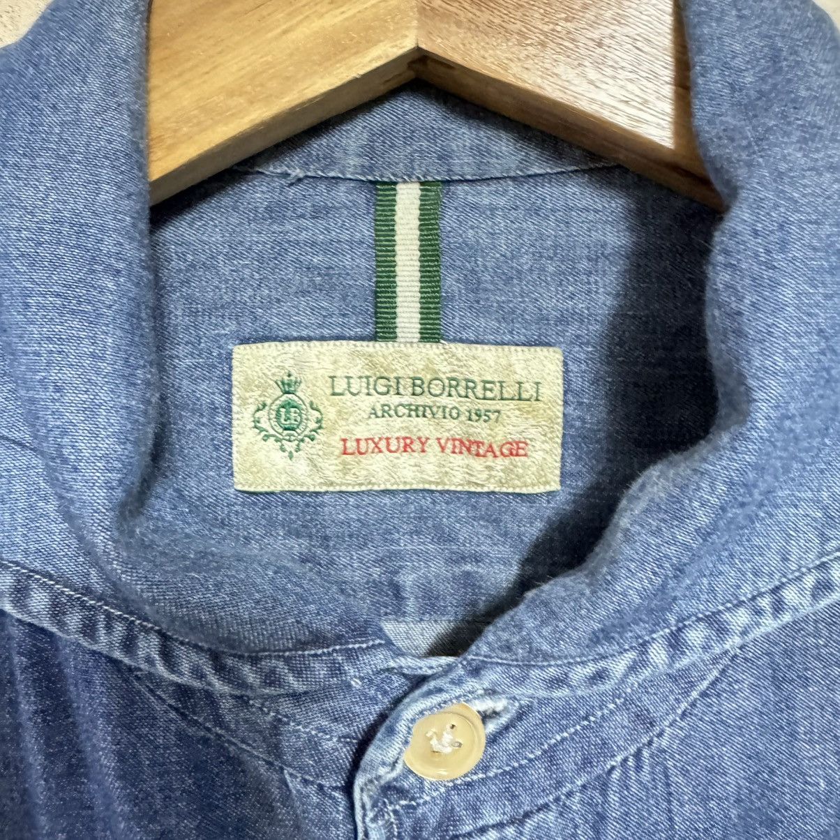 Luigi Borrelli Luigi Borrelli Luxury Vintage Denim Sailor Shirt Size US M / EU 48-50 / 2 - 13 Thumbnail