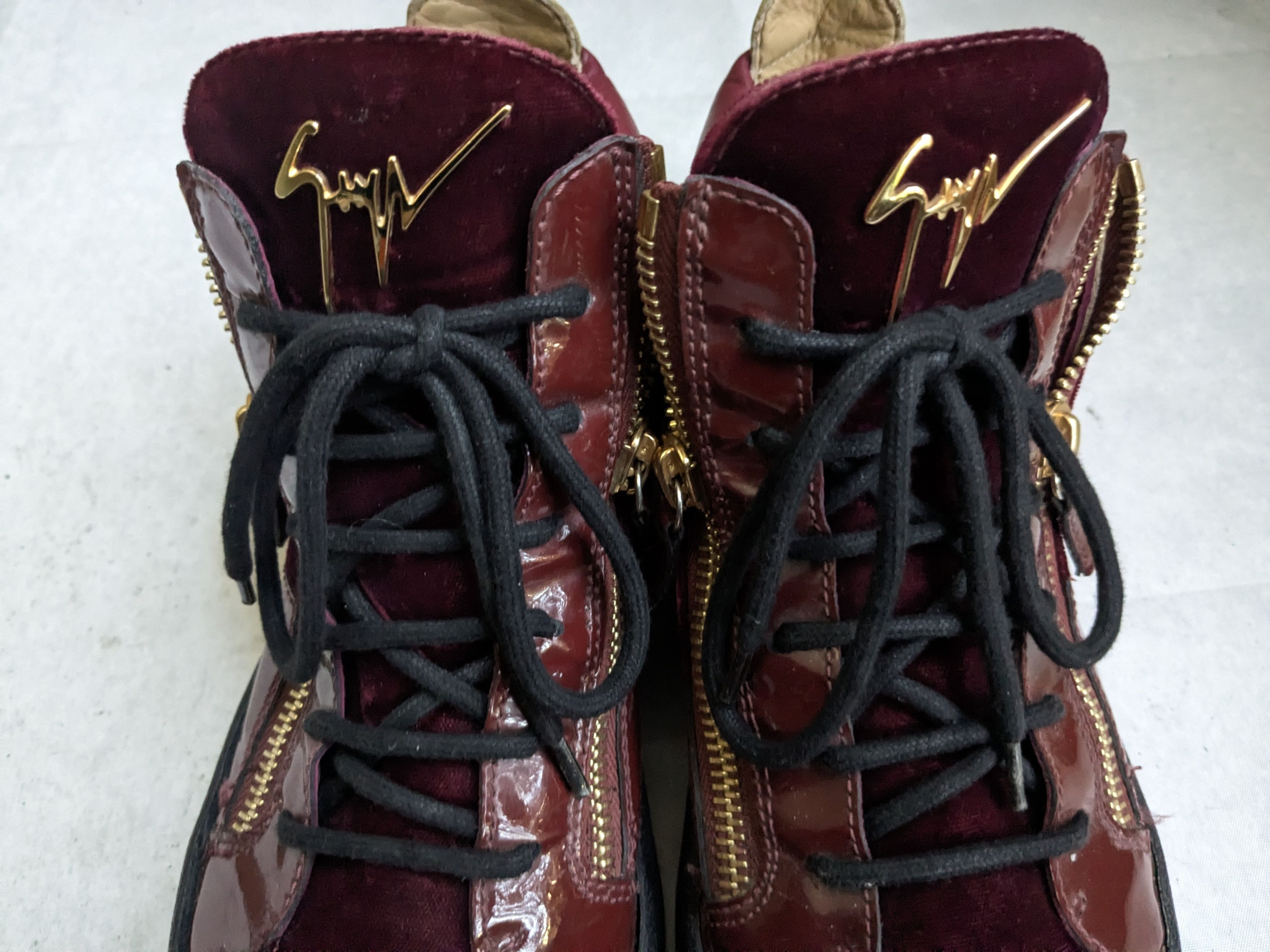 Giuseppe Zanotti Giuseppe Zanotti Sneakers 11 44 Burgundy Velvet High Gold Size US 11 / EU 44 - 5 Thumbnail