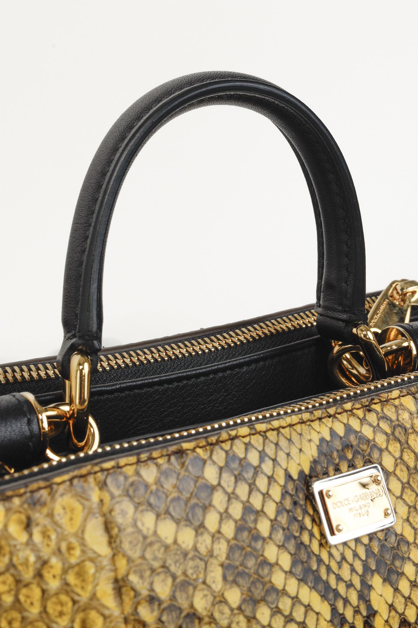 Dolce & Gabbana Dolce & Gabbana Yellow Python Cream Leather Miss Sicily Tote Size ONE SIZE - 13 Thumbnail