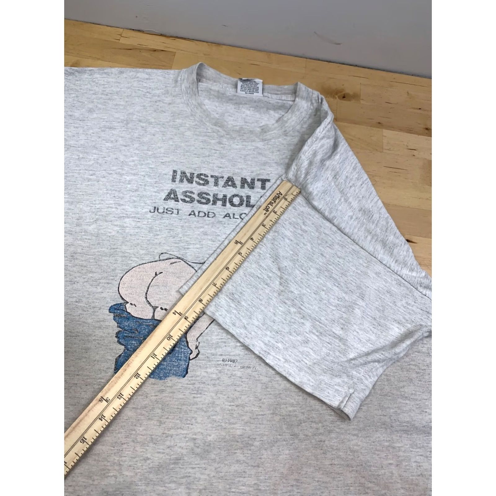 Lee VINTAGE Lee Shirt Men 2XL Gray 80s Distress Just Add Alcohol Short Sleeve Crew Neck "Instant A**hole" 1980s Summer Mens Size US XXL / EU 58 / 5 - 7 Thumbnail