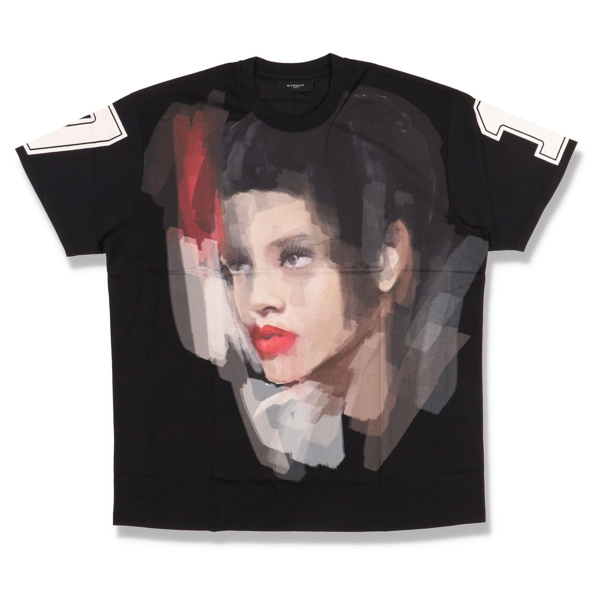 image of Givenchy 1 Of 1 Rihanna Brushstroke Print Oversized T-Shirt in Black, Men's (Size Large)