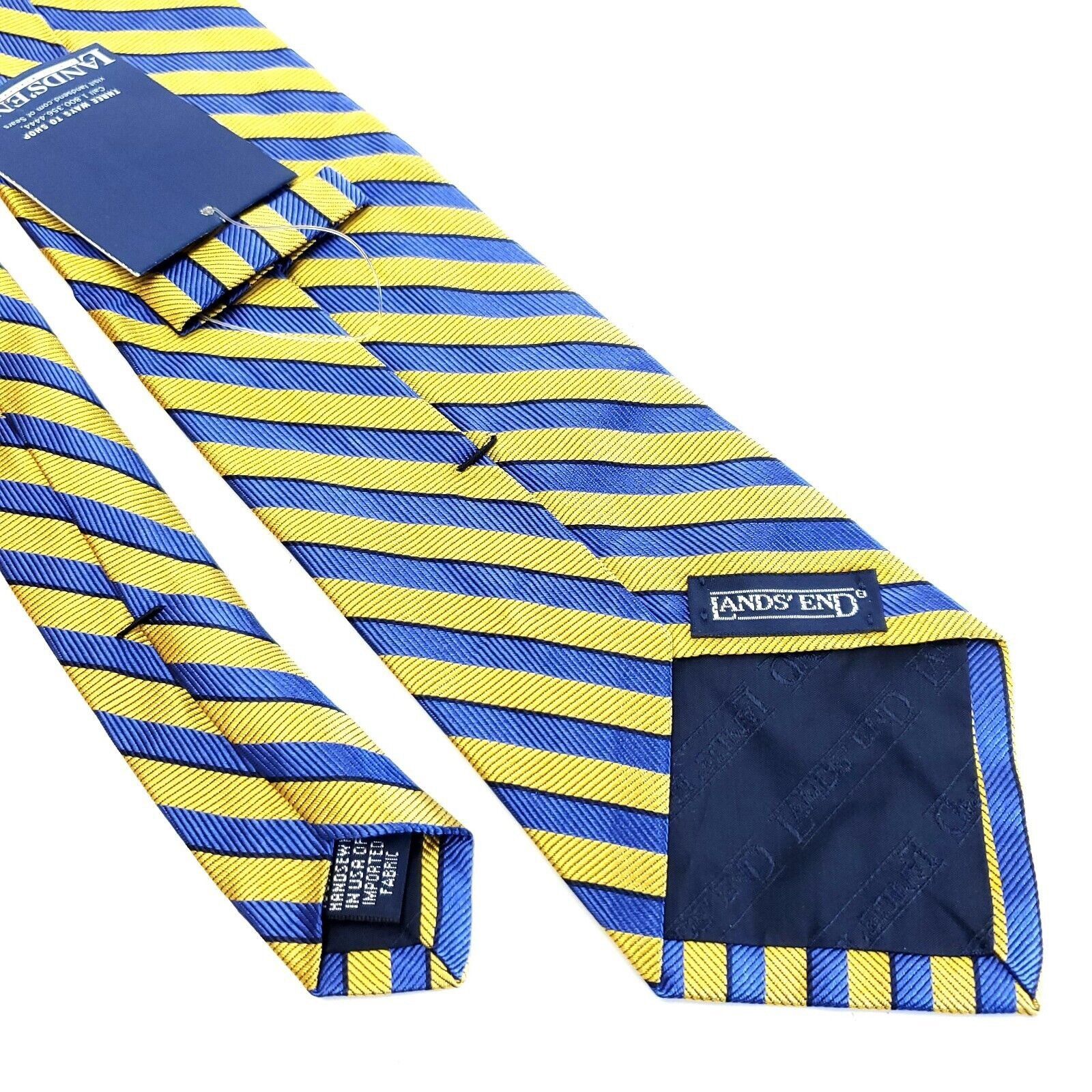 Lands' End NEW Land's End Yellow Blue Striped Woven Silk Tie Size ONE SIZE - 6 Thumbnail