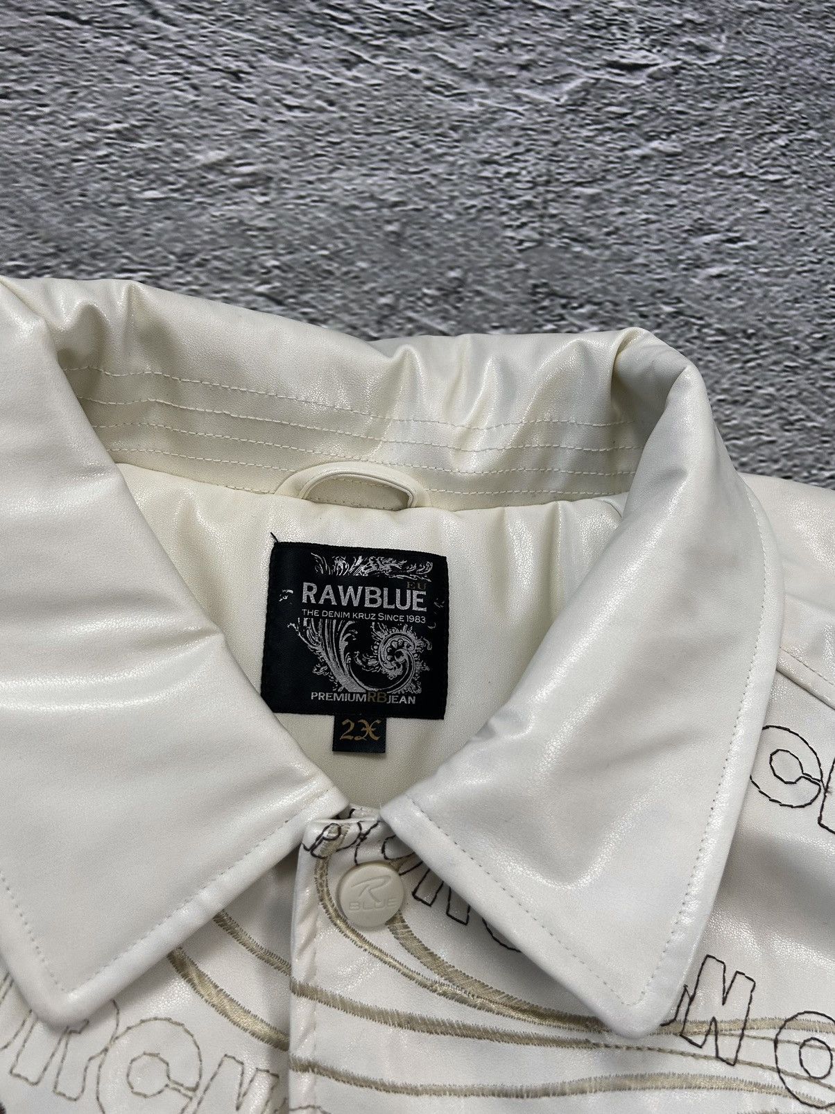 Vintage Raw Blue vintage white bomber jacket Brooklyn New York Size US XXL / EU 58 / 5 - 4 Thumbnail