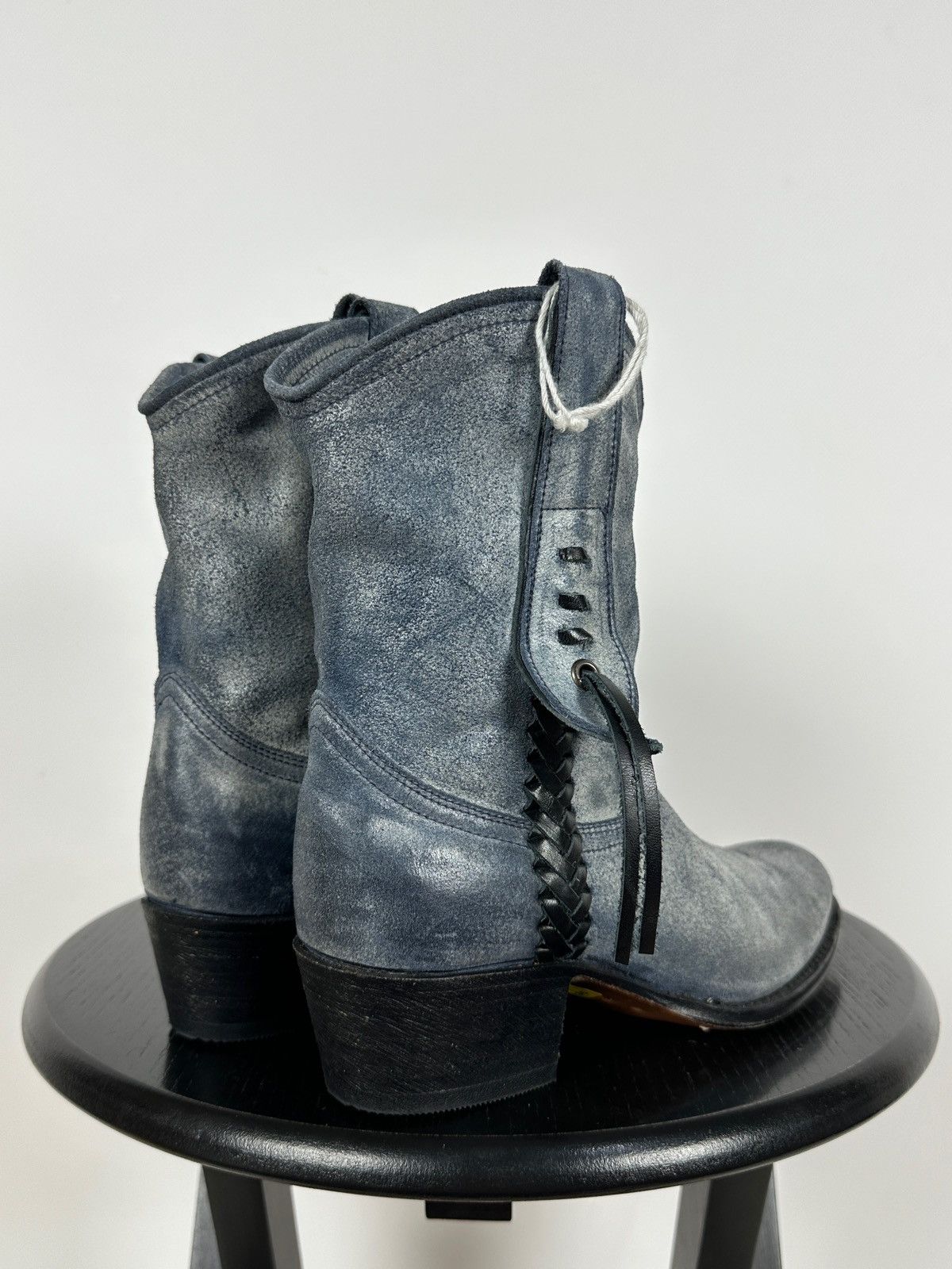Sendra Sendra Dr.Adams Blue Leather Cowboy Biker Ankle Boots Size US 6 / IT 36 - 9 Thumbnail