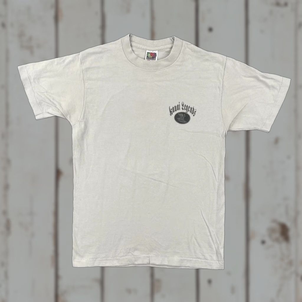 Fruit Of The Loom VINTAGE Fruit of the Loom T Shirt Men Beige 90s Surfing Hawaiian Kauai Legends USA Made M Size US M / EU 48-50 / 2 - 1 Thumbnail