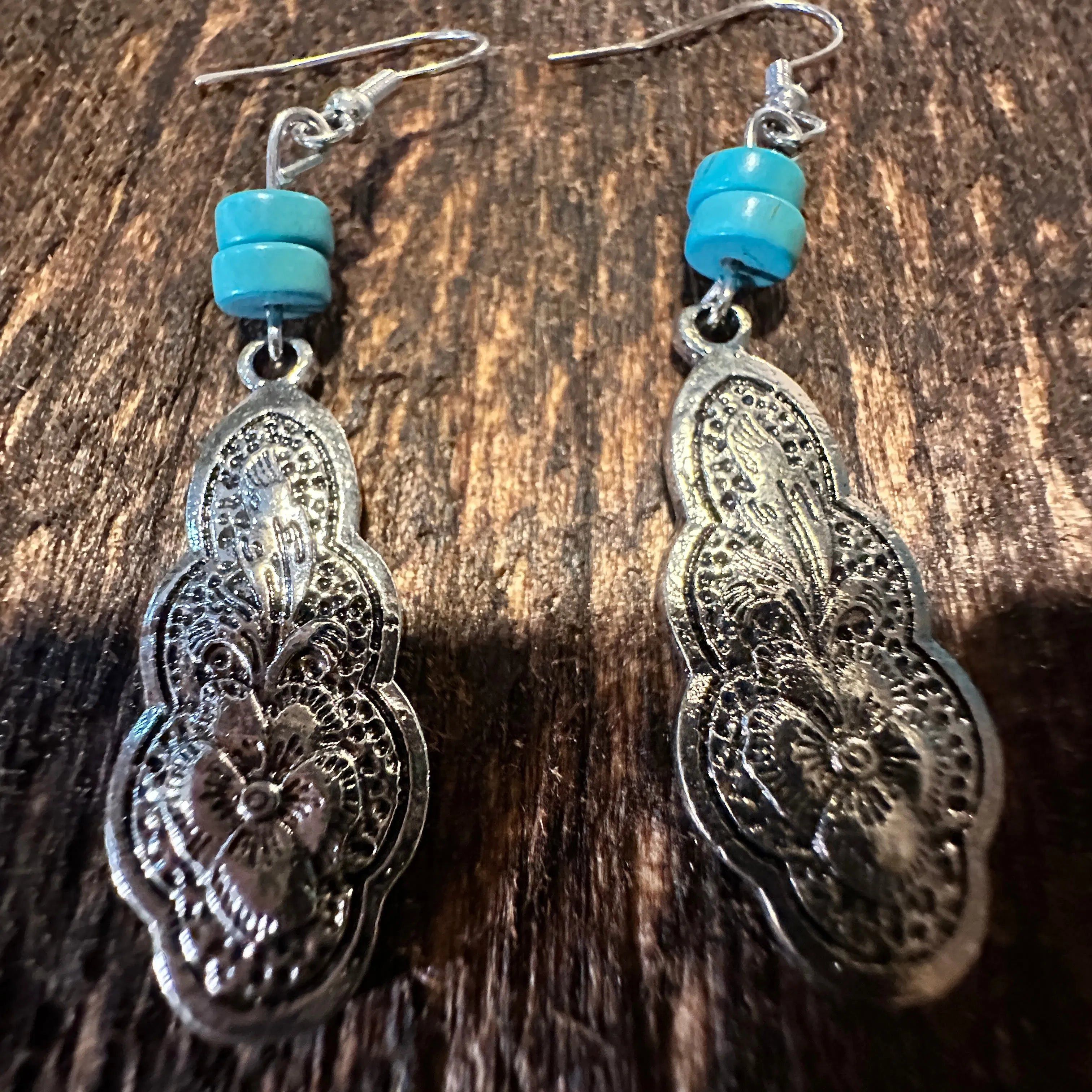 Other Boho Hippie Cowgirl Western Turquoise Silver Teardrop Earrin Size ONE SIZE - 1 Thumbnail
