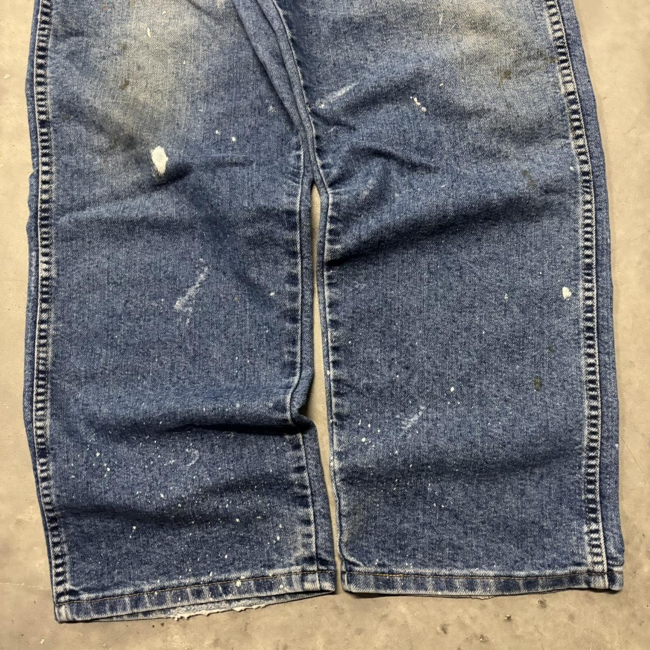 Japanese Brand × Vintage Crazy Vintage Y2K/2000s Grunge Dark Blue Wash Paint Splatter Denim Jeans! Size US 38 / EU 54 - 6 Thumbnail