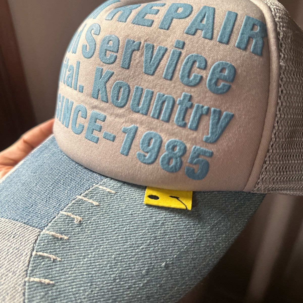 Kapital KAPITAL Kountry Blue/Gray Denim Patchwork Trucker Hat Size ONE SIZE - 5 Thumbnail