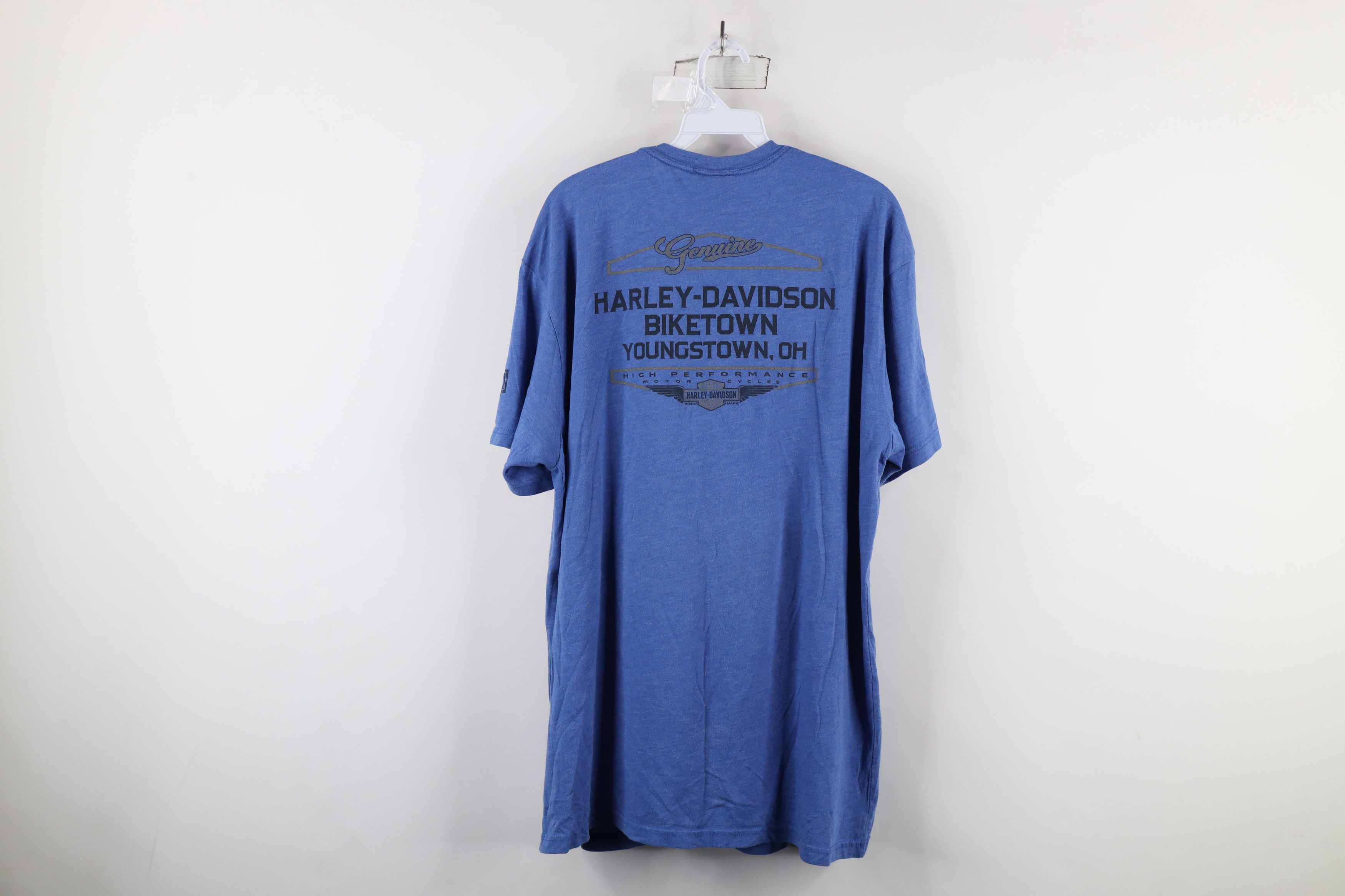 Harley Davidson × Vintage Y2K Harley Davidson Spell Out Big Logo T-Shirt Heather Blue Size US XXL / EU 58 / 5 - 11 Thumbnail