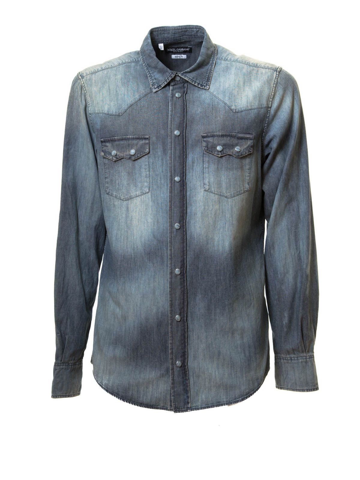 Dolce & Gabbana o1y0125 Denim Shirt in Blue Size US XXS / EU 40 - 1 Thumbnail