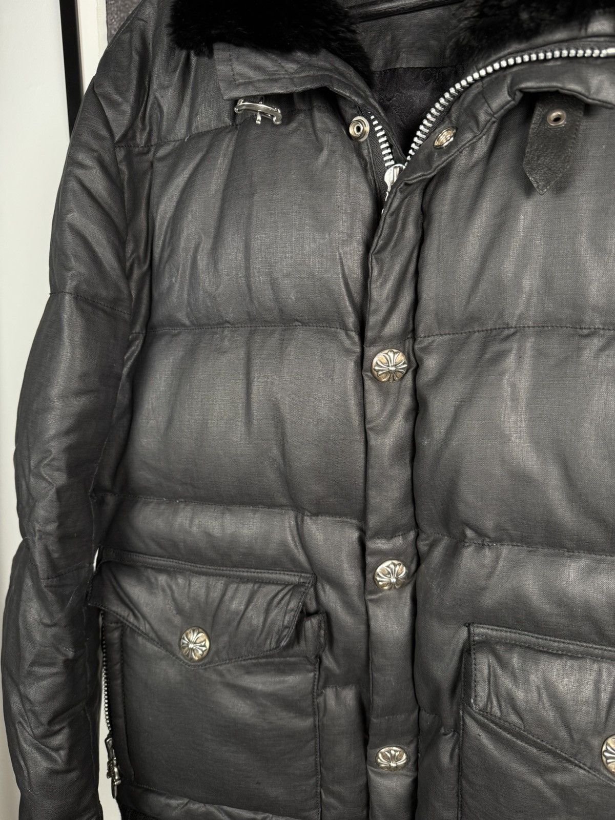Chrome Hearts 🚭GRAIL🚭 EARLY 2000's MINK COLLAR WAXED COTTON UTILITY JACKET Size US L / EU 52-54 / 3 - 14 Thumbnail