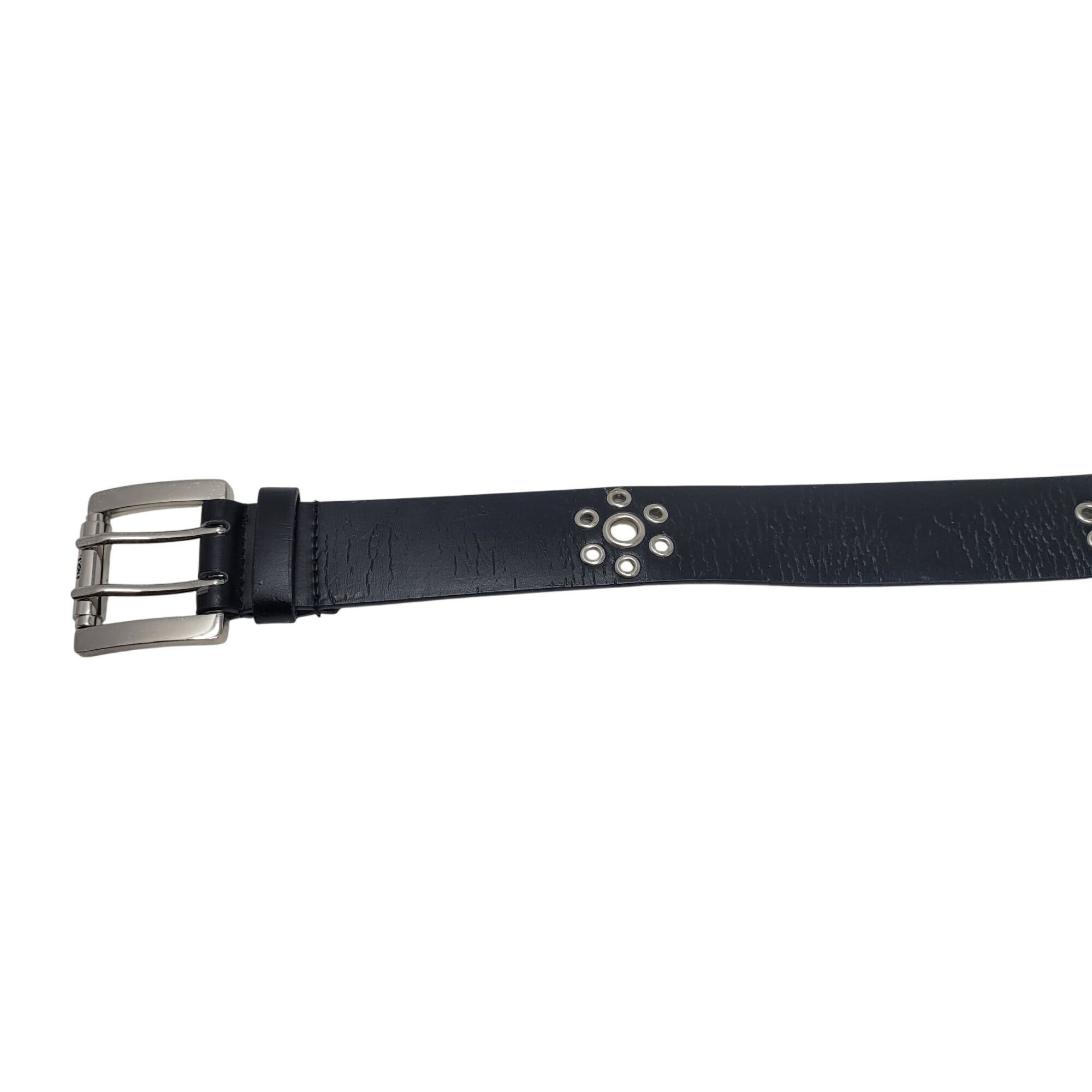L.E.I. L.E.I. Black Double Grommet Belt Sz L Leather Lined Studded Size ONE SIZE - 8 Thumbnail