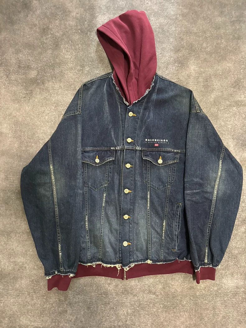 Balenciaga Balenciaga Denim Hooded Jacket 25 - dmc Size US S / EU 44-46 / 1 - 1 Thumbnail