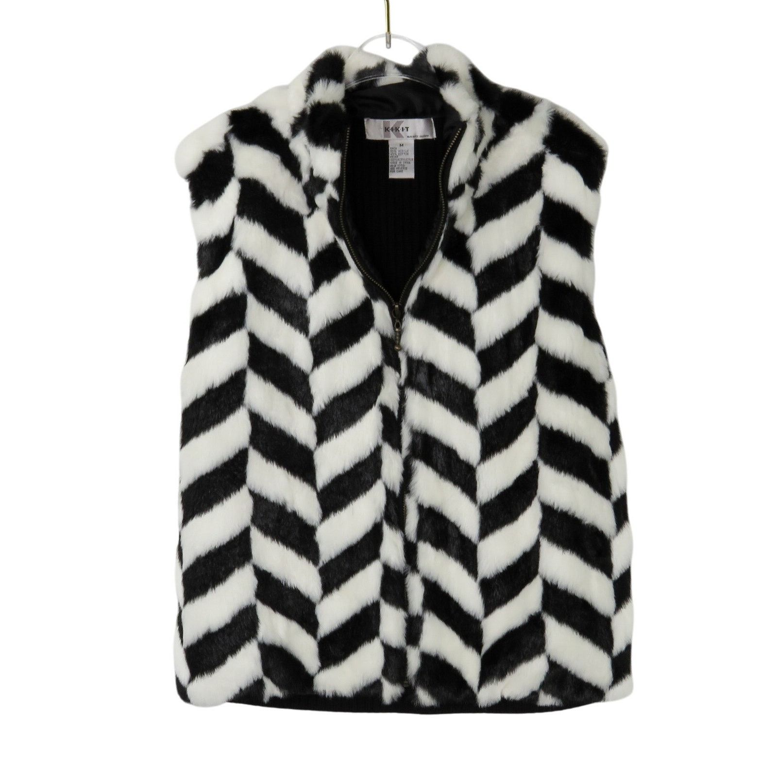 Vintage Vintage Vest Black & White Checkered Faux Fur Vest Medium Size M / US 6-8 / IT 42-44 - 2 Thumbnail