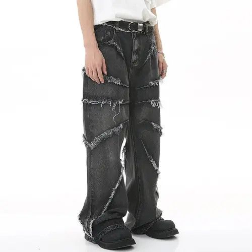 Japanese Brand Pepper x Erika Raw edge wide-leg jeans with retro design Size US 32 / EU 48 - 1 Thumbnail