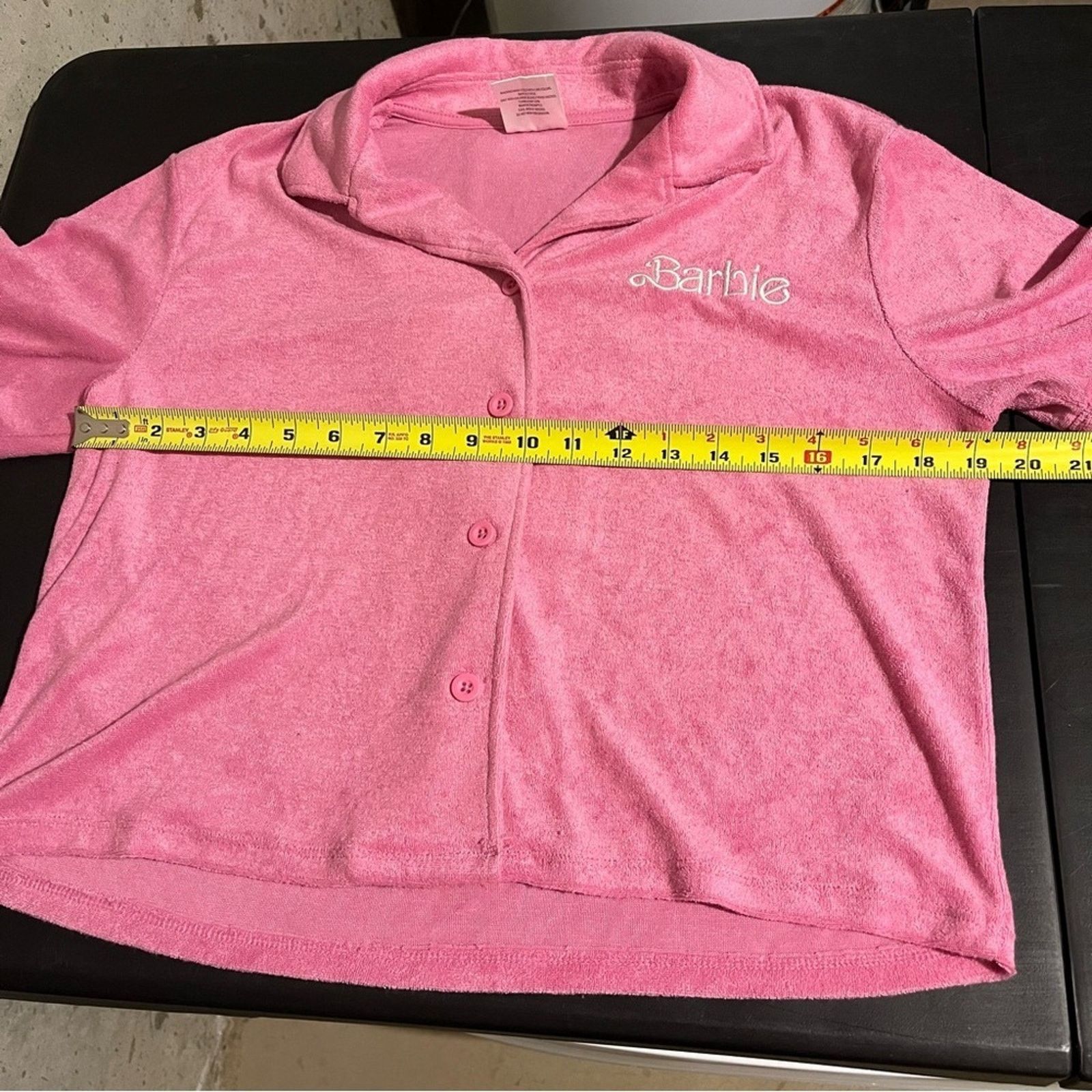 Other Barbie Terry Cloth Button Down Shirt Short Sleeve Pink Size M / US 6-8 / IT 42-44 - 5 Thumbnail