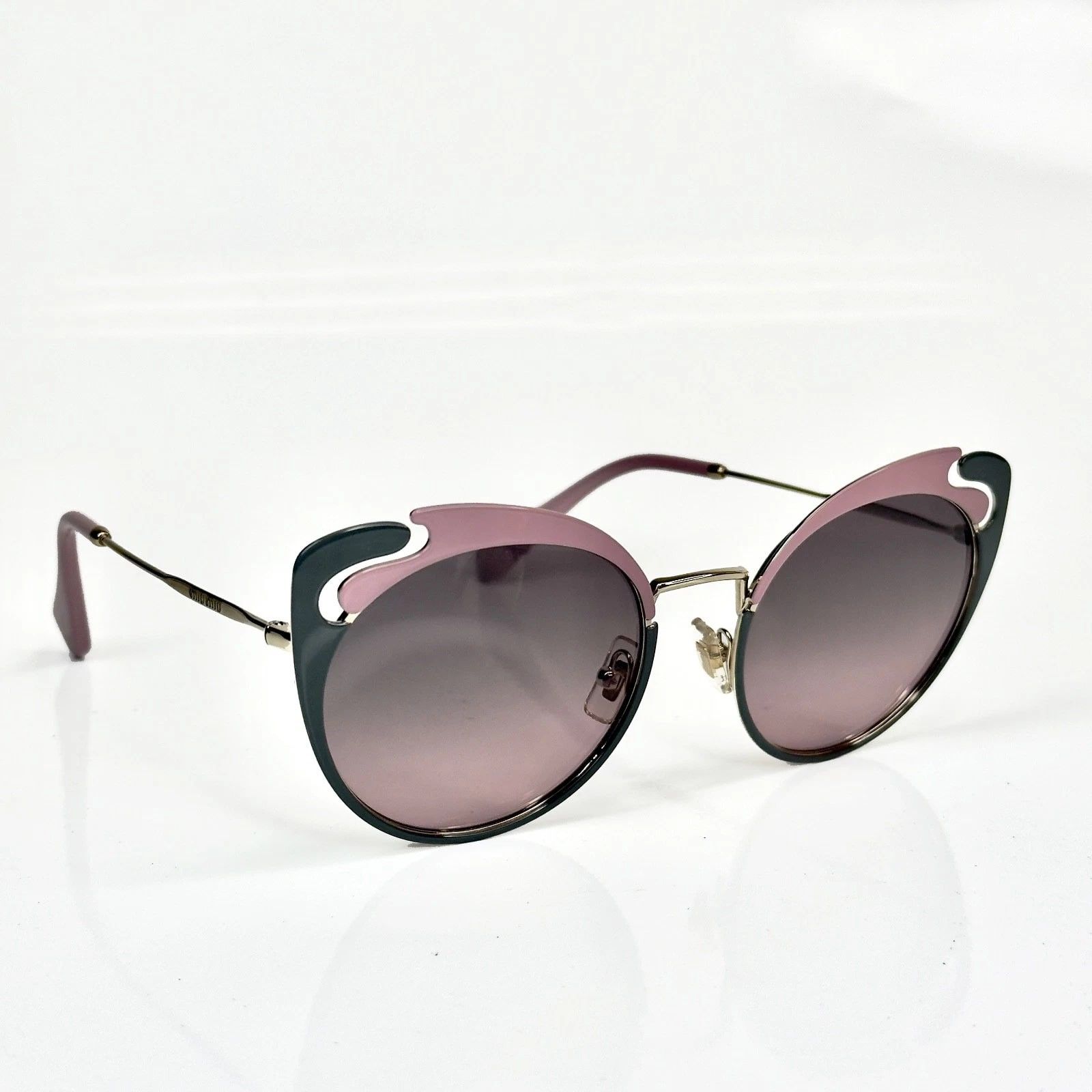 Miu Miu MIU MIU NOIR MU57TS 57T Cut Out Gold Pink Fashion Sunglasses Size ONE SIZE - 4 Thumbnail