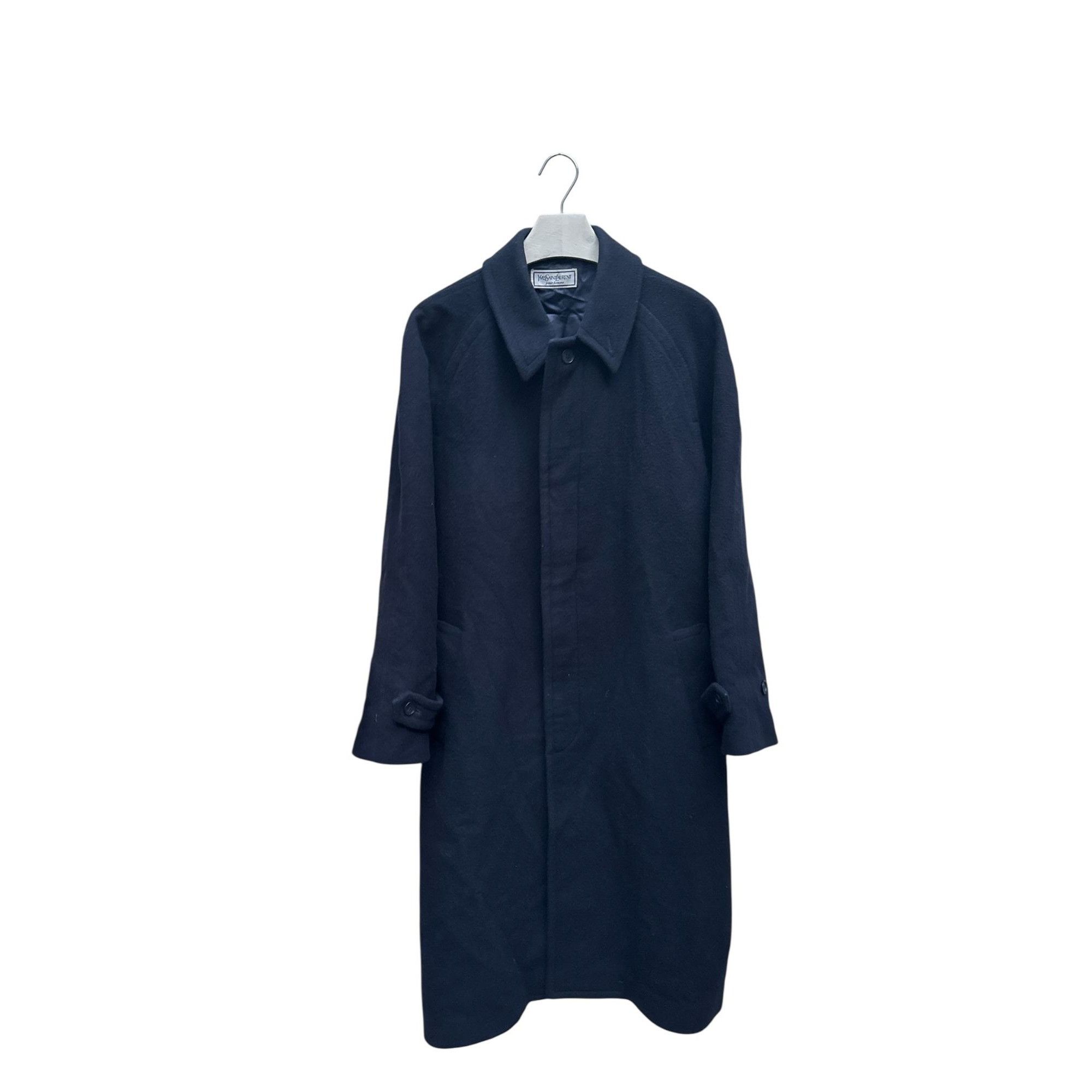 Yves Saint Laurent Heavy Navy Wool Belted Overcoat Size US XL / EU 56 / 4 - 1 Thumbnail