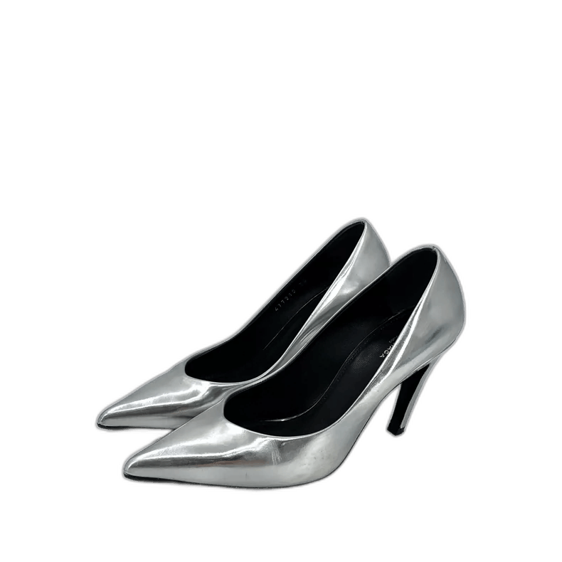 Balenciaga Silver Pointed Toe High Heels