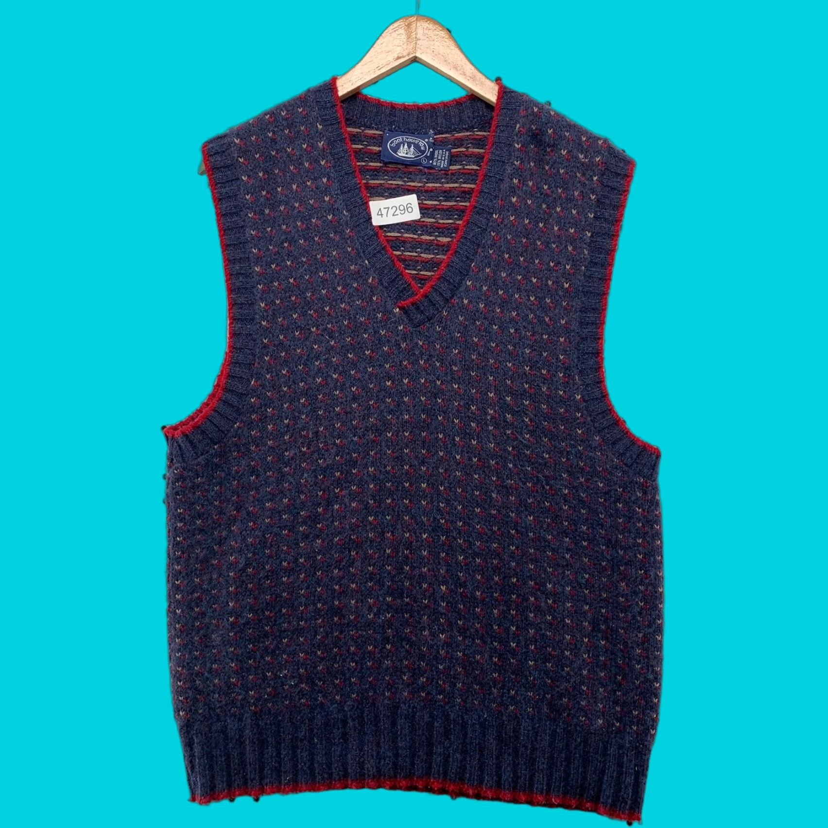 Vintage VINTAGE Boat House Row Mens Large Blue Wool Vest Sweater Knit - Birdeye Knit Vest USA Theme, US Size US L / EU 52-54 / 3 - 1 Thumbnail