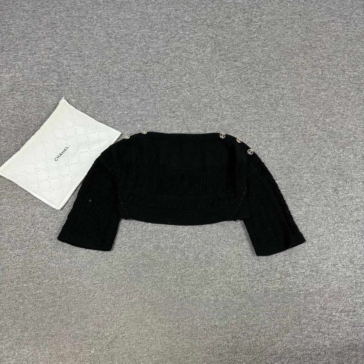 Chanel Chanel Double "C" logo; one-shoulder knit sweater| Size S / US 4 / IT 40 - 2 Thumbnail