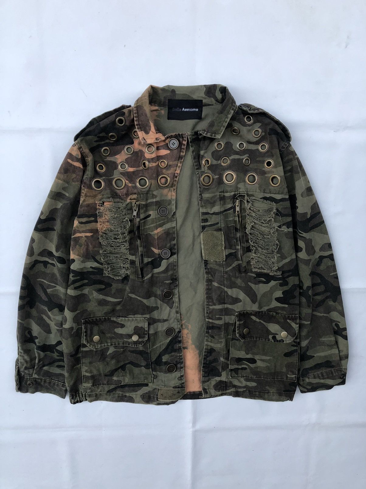 14th Addiction Vintage Rare Military Distressed Studded Jacket Punk Style Size US L / EU 52-54 / 3 - 1 Thumbnail