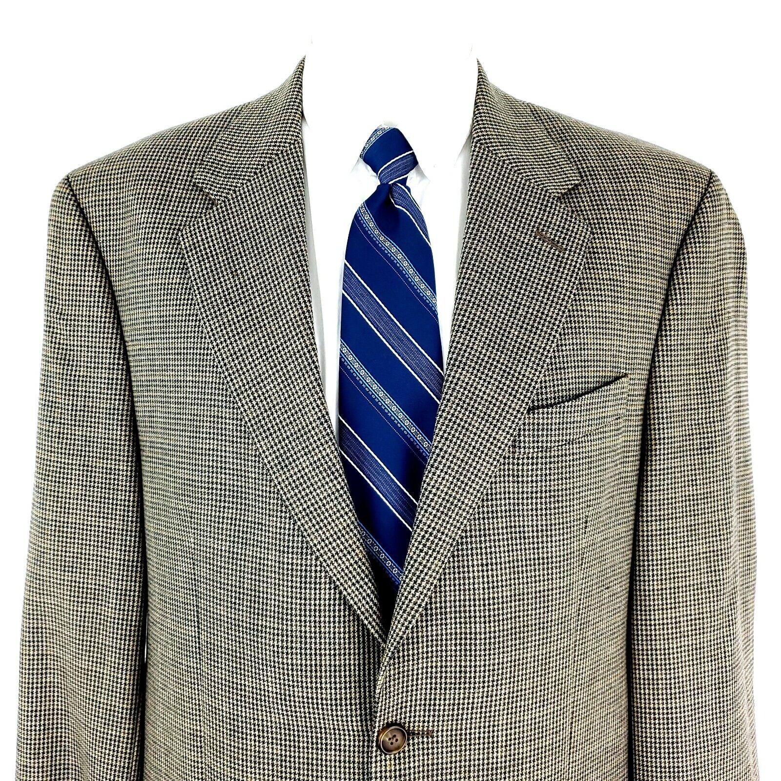 Ralph Lauren Chaps Ralph Lauren Wool Silk 2 Button Blazer 42L Tan Blue Ho Size 42L - 1 Thumbnail