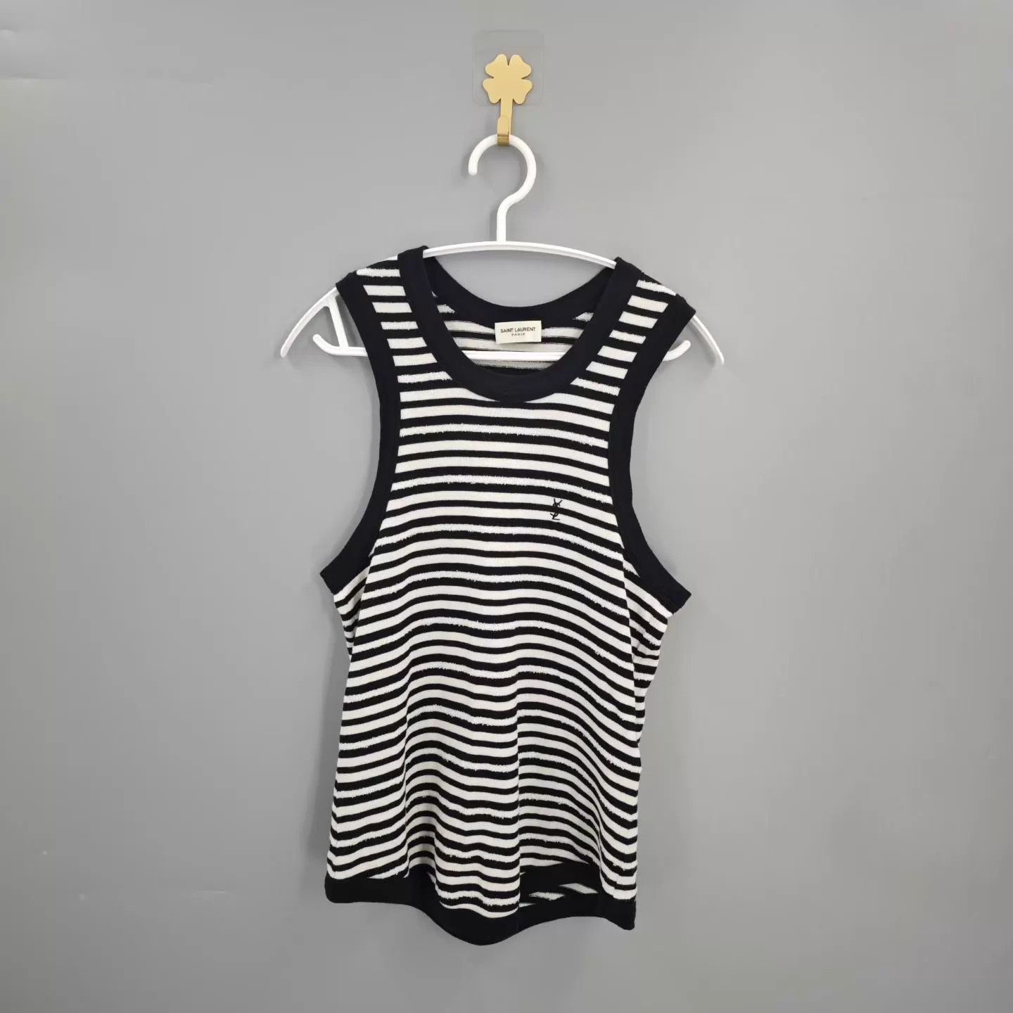 Yves Saint Laurent YSL Striped Logo Tank Top Size S Size S / US 4 / IT 40 - 1 Thumbnail