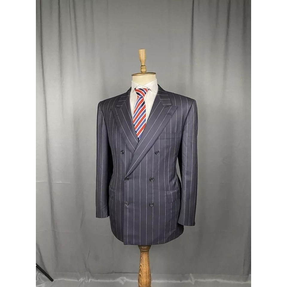 Brioni Brioni Men's Blue Wool Double Breasted Blazer Jacket Size 56 Size 54R - 4 Thumbnail