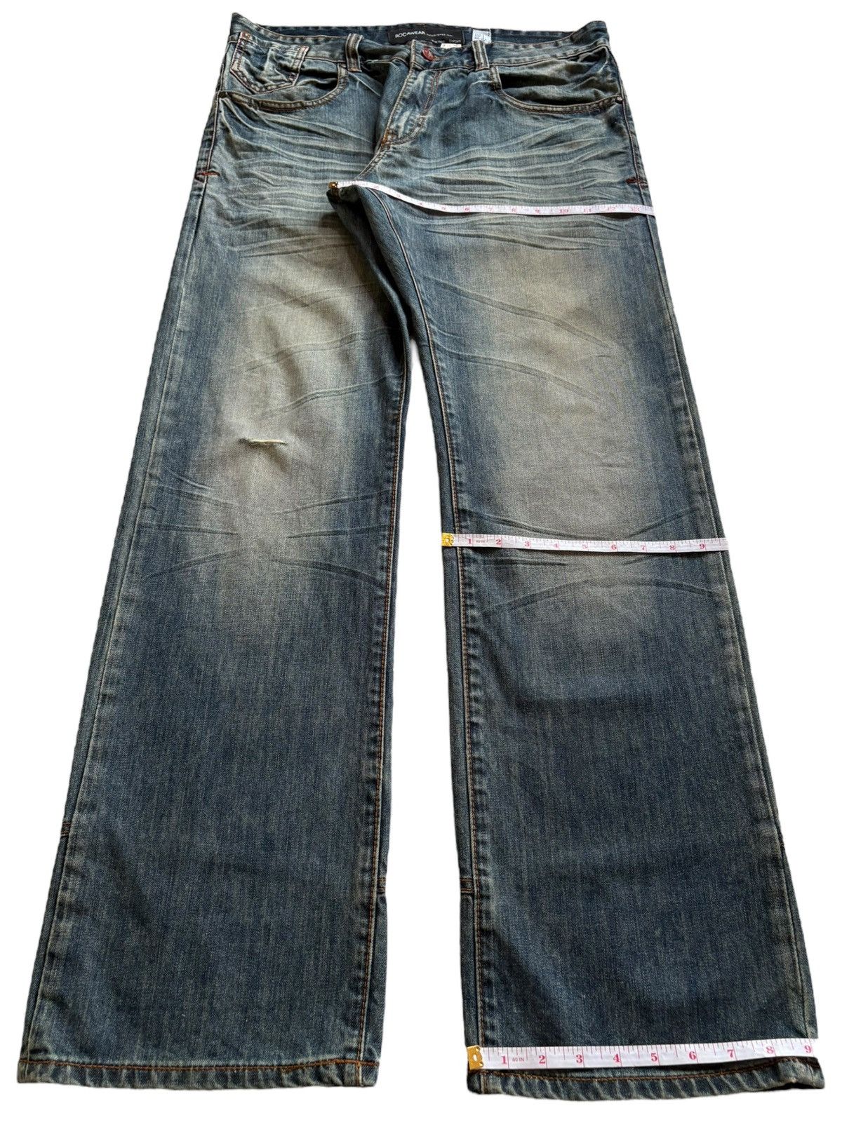 Rocawear Vintage Rocawear Mud Wash Wide Leg Distressed Baggy Jeans Size US 36 / EU 52 - 14 Thumbnail