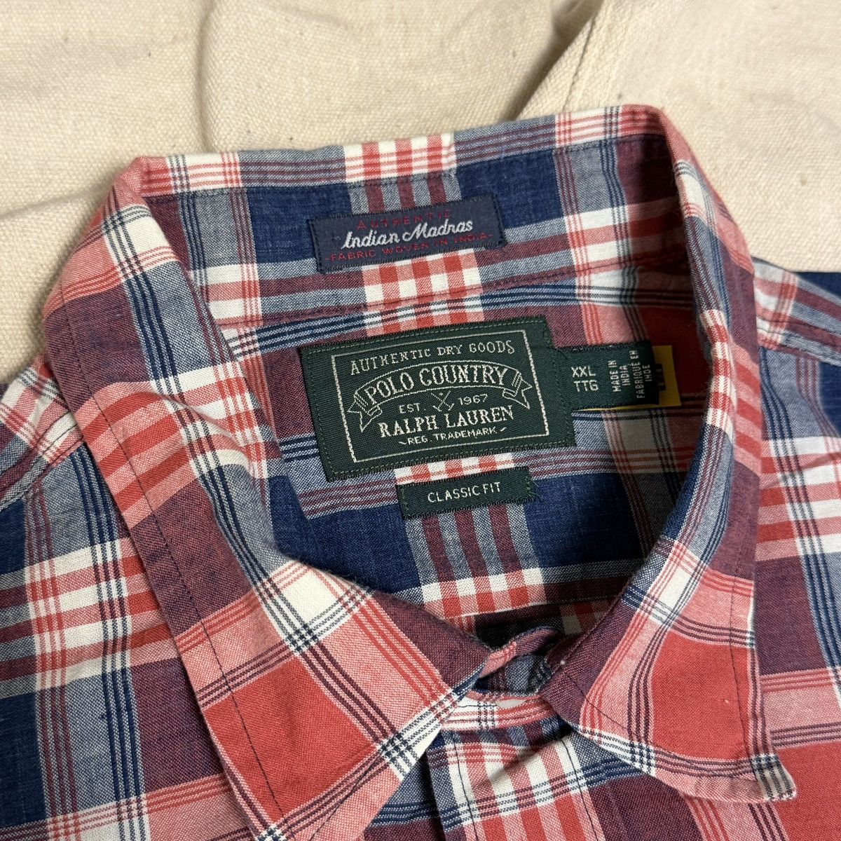 Polo Ralph Lauren [Polo Ralph Lauren] Classic Fit Indigo Plaid Workshirt Size US XXL / EU 58 / 5 - 4 Thumbnail